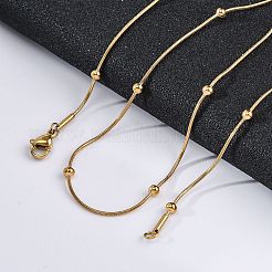PVD Vacuum Plating 304 Stainless Steel Round Snake Chain Necklaces&nbsp;STAS-A051-08G