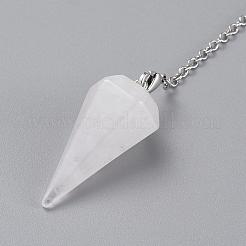 Platinum Tone Brass Crystal Cone Hexagonal Pointed Dowsing Pendulums&nbsp;MAK-M015-01I