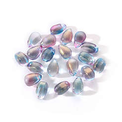 Transparent Spray Painted Glass Charms&nbsp;GLAA-YW0001-12