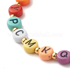 Flat Round with Letter Beaded Stretch Bracelet for Women&nbsp;BJEW-JB07553-01