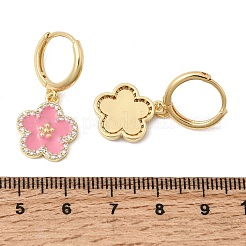 Brass Micro Pave Clear Cubic Zirconia Enamel Hoop Dangle Earrings&nbsp;EJEW-G471-07G