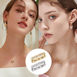 4Pcs 2 Colors Rectangle Brass Micro Pave Clear Cubic Zirconia Twister Clasps&nbsp;ZIRC-DC0001-31