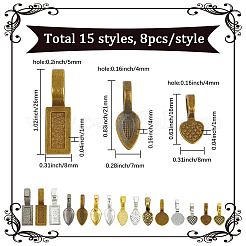 120Pcs 15 Styles Tibetan Style Alloy Glue-on Flat Pad Bails&nbsp;TIBE-SP0001-29