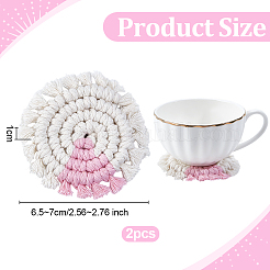 2Pcs Bohemian Macrame Cotton Car Cup Holder Coasters&nbsp;AJEW-OC0014-44B
