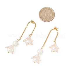 304 Stainless Steel Glass Flower Dangle Stud Earrings&nbsp;EJEW-JE06481-03