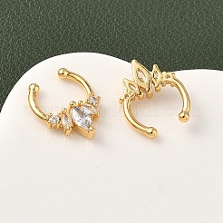 Brass Pave Clear Cubic Zirconia Circular/Horseshoe Barbell Nose Rings&nbsp;EJEW-D337-18C-G
