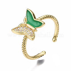 Brass Micro Pave Cubic Zirconia Cuff Rings&nbsp;RJEW-N035-035-NF