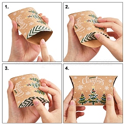 24Pcs 12 Styles Christmas Theme Cardboard Candy Pillow Boxes&nbsp;CON-FS0001-12