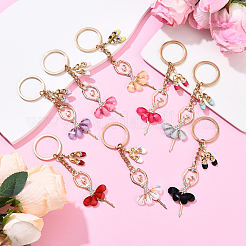 Alloy Crystal Rhinestone & Resin Ballet Dancer Girl Keychain&nbsp;KEYC-YW00228-01