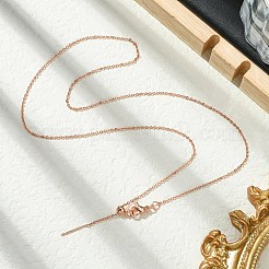 1mm Rack Plating Brass Cable Chain Adjustable Slider Necklaces for Women Men&nbsp;MAK-L044-03RG
