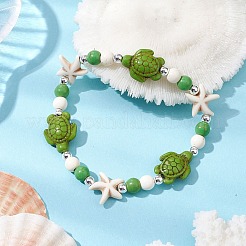 Synthetic Turquoise Beaded Stretch Bracelets for Woemn Men&nbsp;BJEW-JB11094