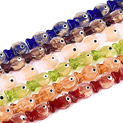 Handmade Gold Foil Glass Beads Strands&nbsp;FOIL-N032-01