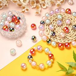 100Pcs UV Plating Transparent Rainbow Iridescent Acrylic Beads&nbsp;TACR-CJ0001-59