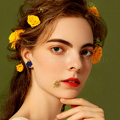 6 Pairs 6 Colors 3D Flower Polymer Clay Stud Earrings with 304 Stainless Steel Pins&nbsp;EJEW-FI0003-13