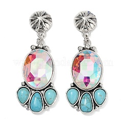 Alloy Synthetic Turquoise Dangle Stud Earrings&nbsp;LS-EJEW-U053-04B-AS