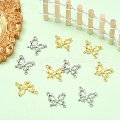 2Pcs 2 Colors Brass Pave Clear Cubic Zirconia Connector Charms&nbsp;KK-YW0004-27