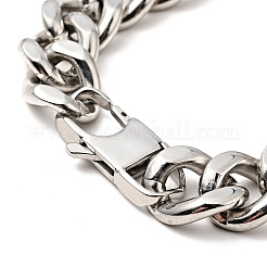 Tarnish Resistant 304 Stainless Steel Rhombus with Leopard Link Bracelet with Curb Chains for Men Women&nbsp;BJEW-E009-20P