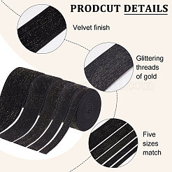 5 Rolls 5 Styles Sparkle Single Face Velvet Ribbons&nbsp;SRIB-BC0001-21B