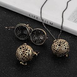 Brass Hollow Round Cage Pendants&nbsp;X-KK-L079-02-NR