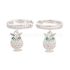 Owl Brass Micro Pave Cubic Zirconia Cuff Earrings&nbsp;EJEW-Z164-01P