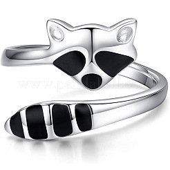 Raccoon 925 Sterling Silver Enamel Adjustable Cuff Rings for Women&nbsp;FS-WGC41E1-01