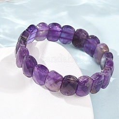 Natural Amethyst Beaded Stretch Bracelets for Unisex&nbsp;G-K303-01E