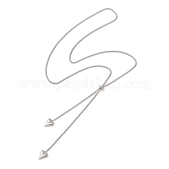 Adjustable Alloy Heart Pendant 304 Stainless Steel Box Chain Lariat Necklaces for Women&nbsp;NJEW-JN05902-02