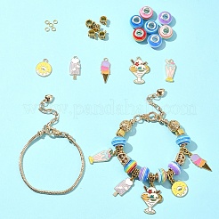 DIY Ice Cream Alloy Enamel & Rondelle Resin European Style Bracelet Making Kits&nbsp;DIY-FS0007-25