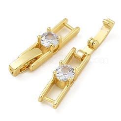Rack Plating Brass Micro Pave Cubic Zirconia Watch Band Clasps&nbsp;KK-A234-016G-02