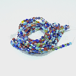 Handmade Millefiori Glass Flat Round Bead Strands&nbsp;LK-P010-03