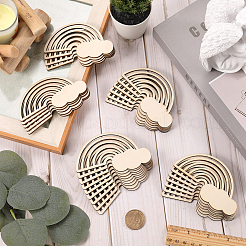 DIY Unfinished Rainbow Wooden Pendant Decorations&nbsp;WOOD-WH0030-48