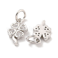 Rack Plating Brass Micro Pave Clear Cubic Zirconia Charms&nbsp;KK-Q814-08P