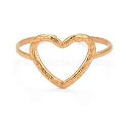 Ion Plating(IP) 304 Stainless Steel Open Heart Cuff Ring for Women&nbsp;RJEW-C025-23G