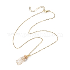 Copper Wire Wrapped Empty Glass Bottle Pendant 304 Stainless Steel Cable Chain Necklaces for Women Men&nbsp;NJEW-JN05276