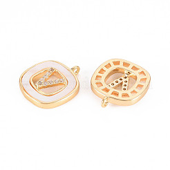 Brass Micro Pave Clear Cubic Zirconia Charms&nbsp;KK-T062-141G-NF