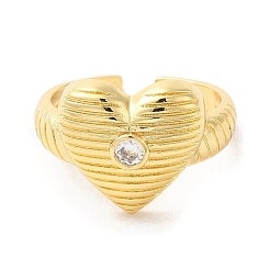 Brass Micro Pave Cubic Zirconia Solitaire Ring&nbsp;RJEW-P098-19G