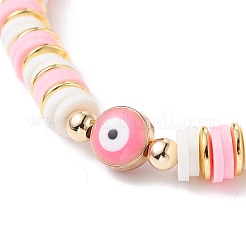 Synthetic Hematite & Polymer Clay Heishi Beads Stretch Bracelet&nbsp;BJEW-JB07226-04