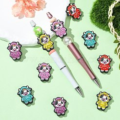 10Pcs 5 Colors Cattle Silicone Focal Beads&nbsp;SIL-CJ0003-01