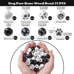 75Pcs 8 Styles Spray Painted Wood Beads Sets&nbsp;WOOD-YW0001-11