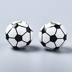 Painted Natural Wood European Beads&nbsp;X-WOOD-S057-050