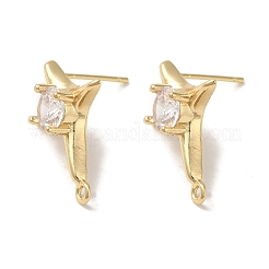 Brass with Clear Cubic Zirconia Stud Earring Findings&nbsp;KK-G499-01G