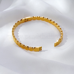 Honeycomb Hexagon 304 Stainless Steel Open Hinged Cuff Bangles for Women&nbsp;TF6134