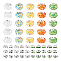 50Pcs 5 Colors Transparent Resin Rondelle European Beads&nbsp;RESI-TA0005-63A
