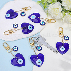 6Pcs Heart Handmade Evil Eye Lampwork Pendant Decorations&nbsp;HJEW-ME00102
