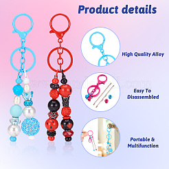 5Pcs 5 Colors Alloy & Iron Beadable Bar Keychain for DIY Crafts Jewelry Making&nbsp;KEYC-TA0001-28