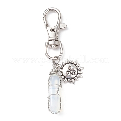 Wire Wrapped Mixed Gemstones Bullet Pendant Decorations&nbsp;HJEW-JM01061