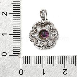 925 Sterling Silver  Moissanite Rhinestone Flower Charms&nbsp;STER-D308-01C-P
