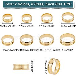 16Pcs 16 Style 201 Stainless Steel Grooved Finger Ring Settings&nbsp;STAS-PH0004-39