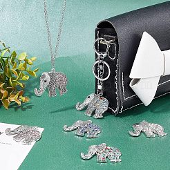 8Pcs 4 Colors Tibetan Style Alloy Rhinestone Big Pendants&nbsp;ALRI-FH0001-12