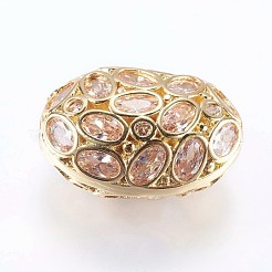 Brass Micro Pave Cubic Zirconia Beads&nbsp;ZIRC-F073-01G